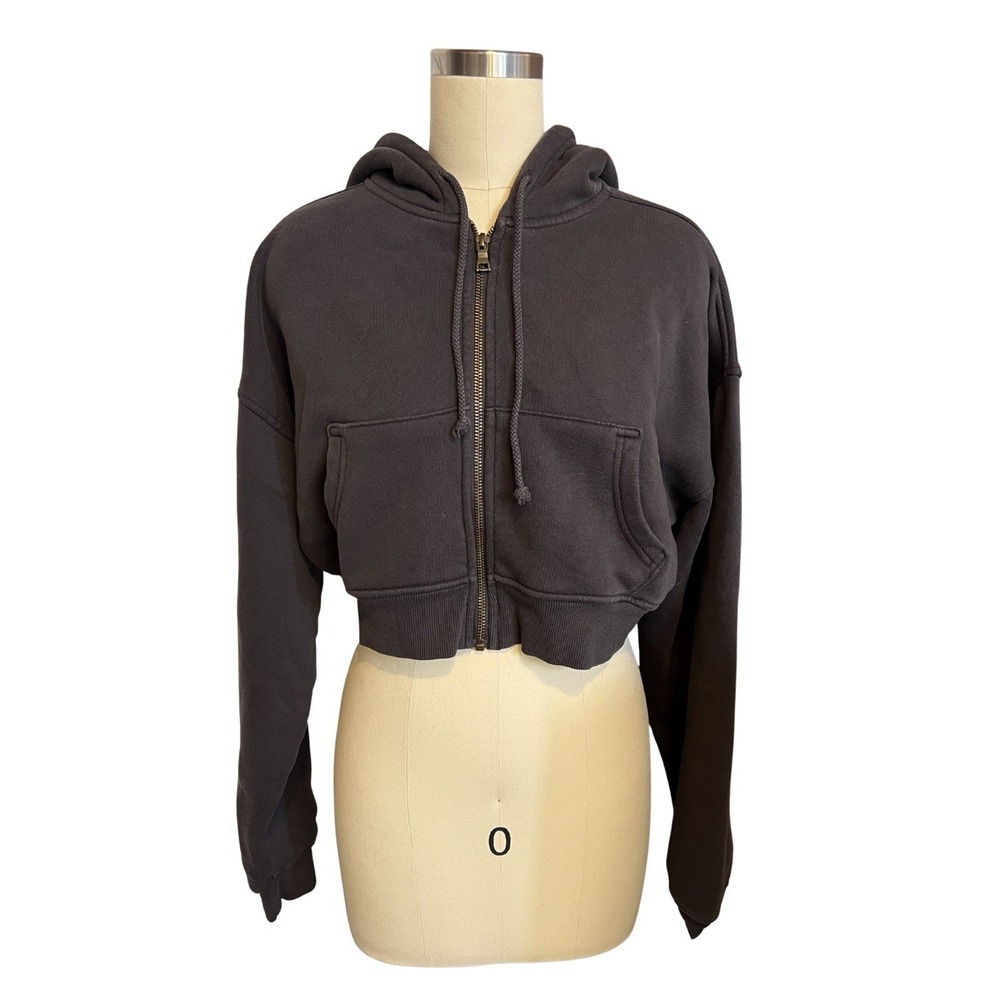 BNWT Sold Out Elwood Cropped Hoodie Faded Black XS Crop Zip Up Hood Active